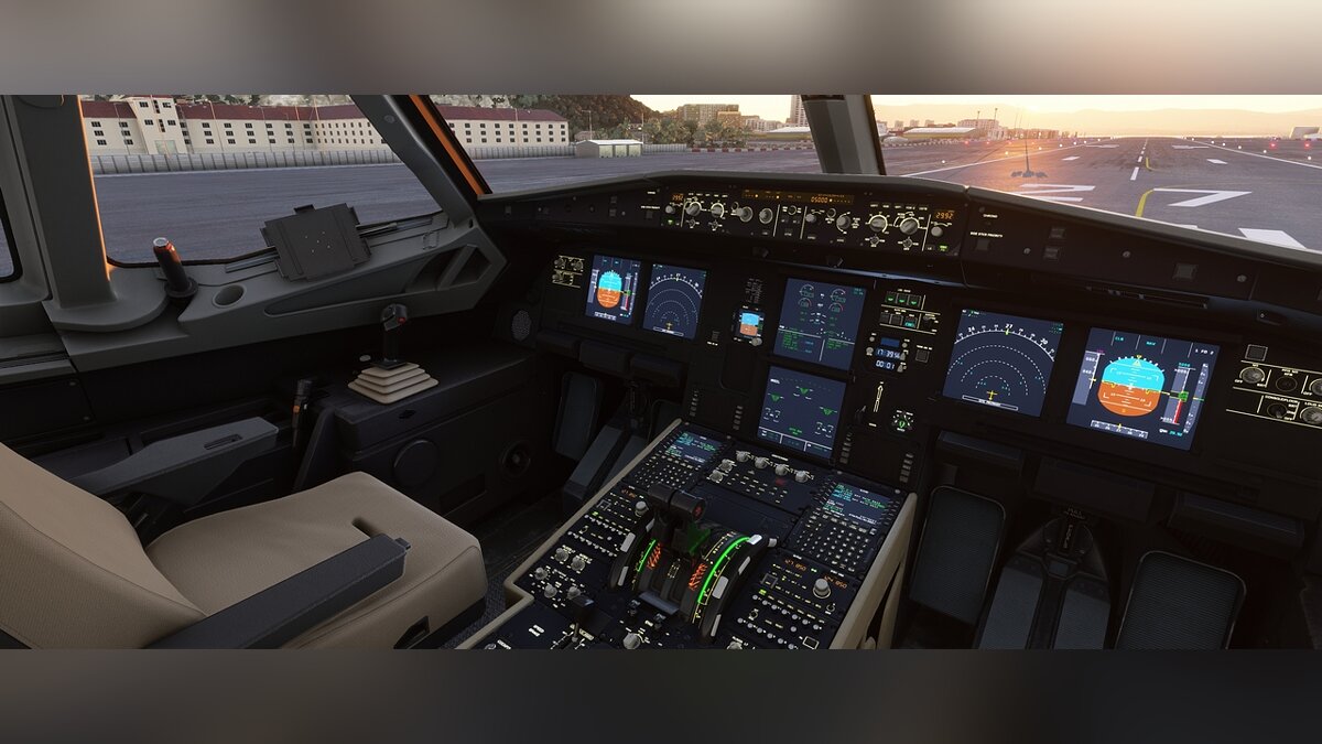 Microsoft Flight Simulator — A320 NEO cabin in black style