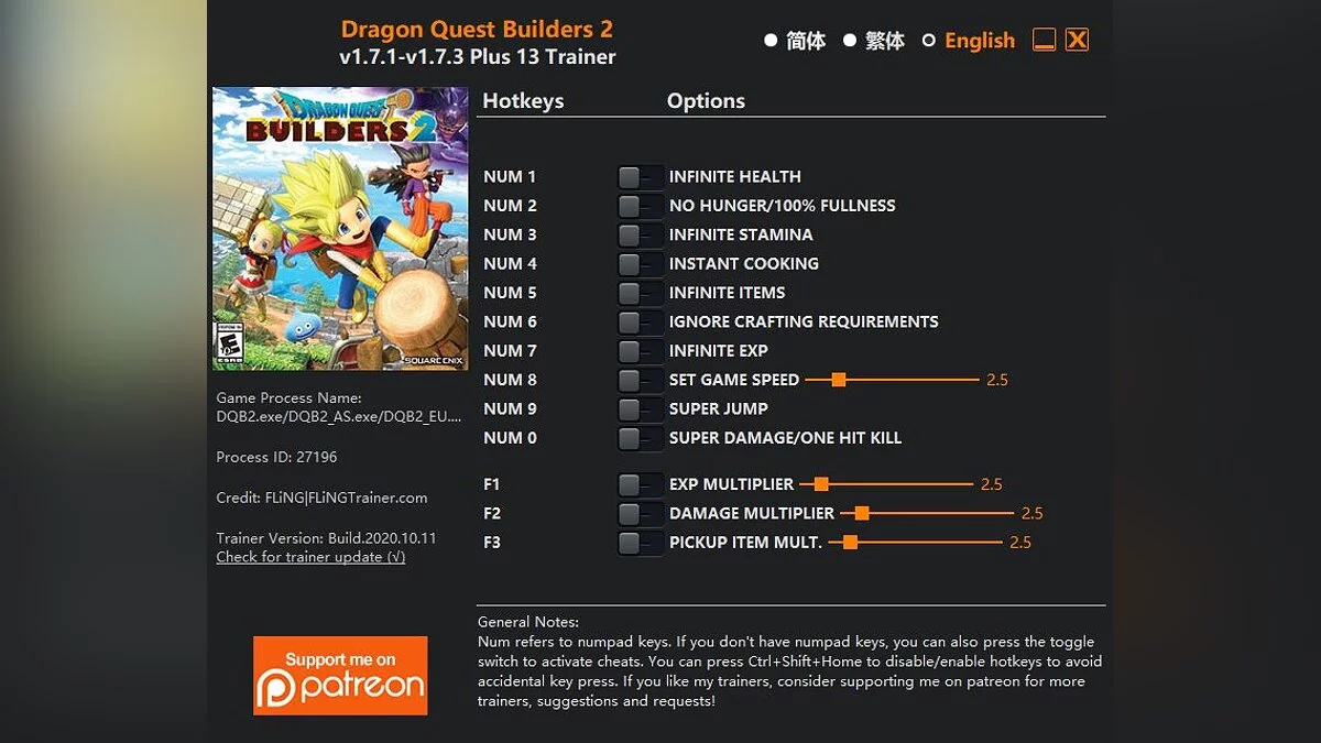 Dragon Quest Builders 2 — Trainer (+13) [1.7.1 - 1.7.3]