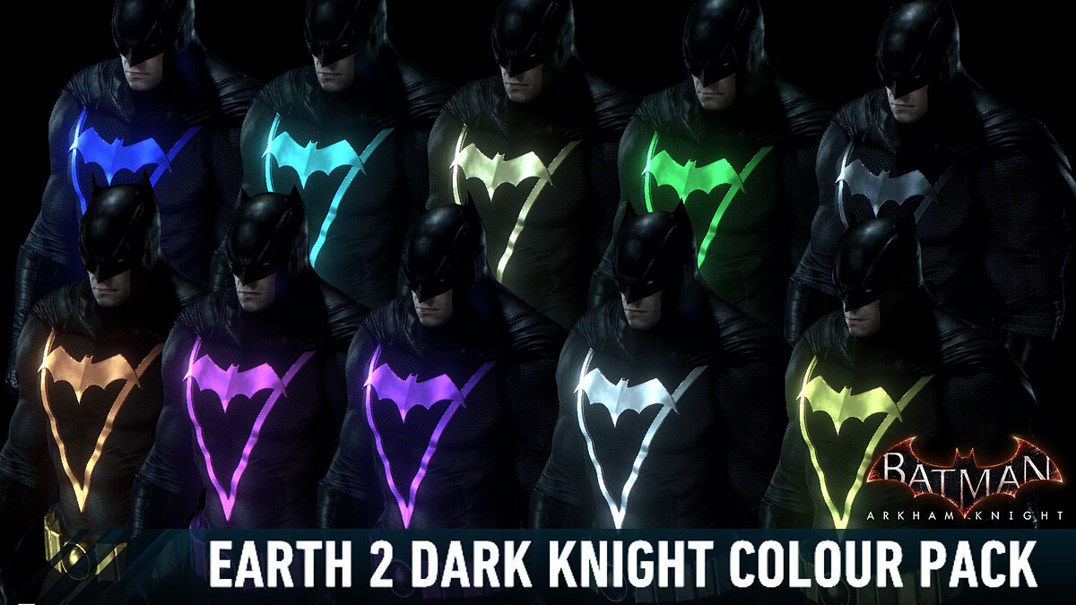 Batman: Arkham Knight Game of the Year Edition — The Dark Knight of Earth 2 with different costume colors