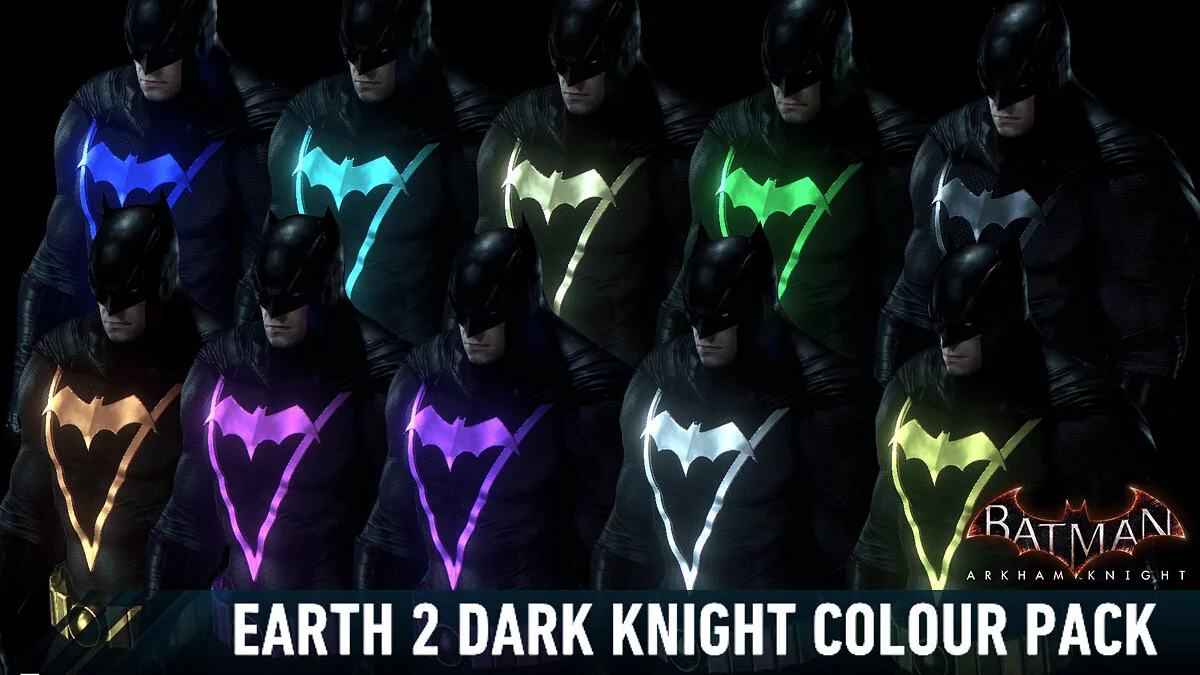 Batman: Arkham Knight Game of the Year Edition — The Dark Knight of Earth 2 with different costume colors