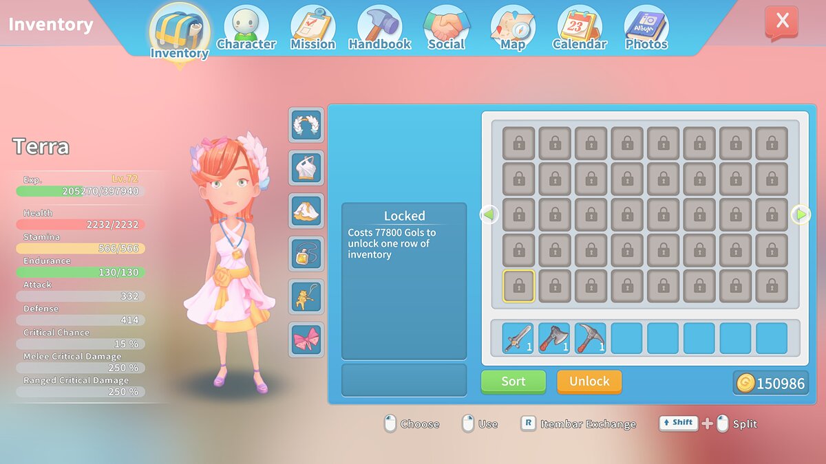 My Time at Portia — Changing inventory size