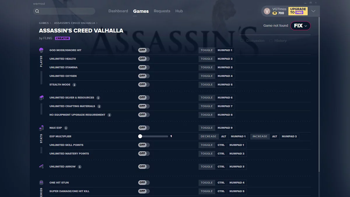 Assassin&#039;s Creed Valhalla — Entrenador (+17) del 10/11/2020 [WeMod]