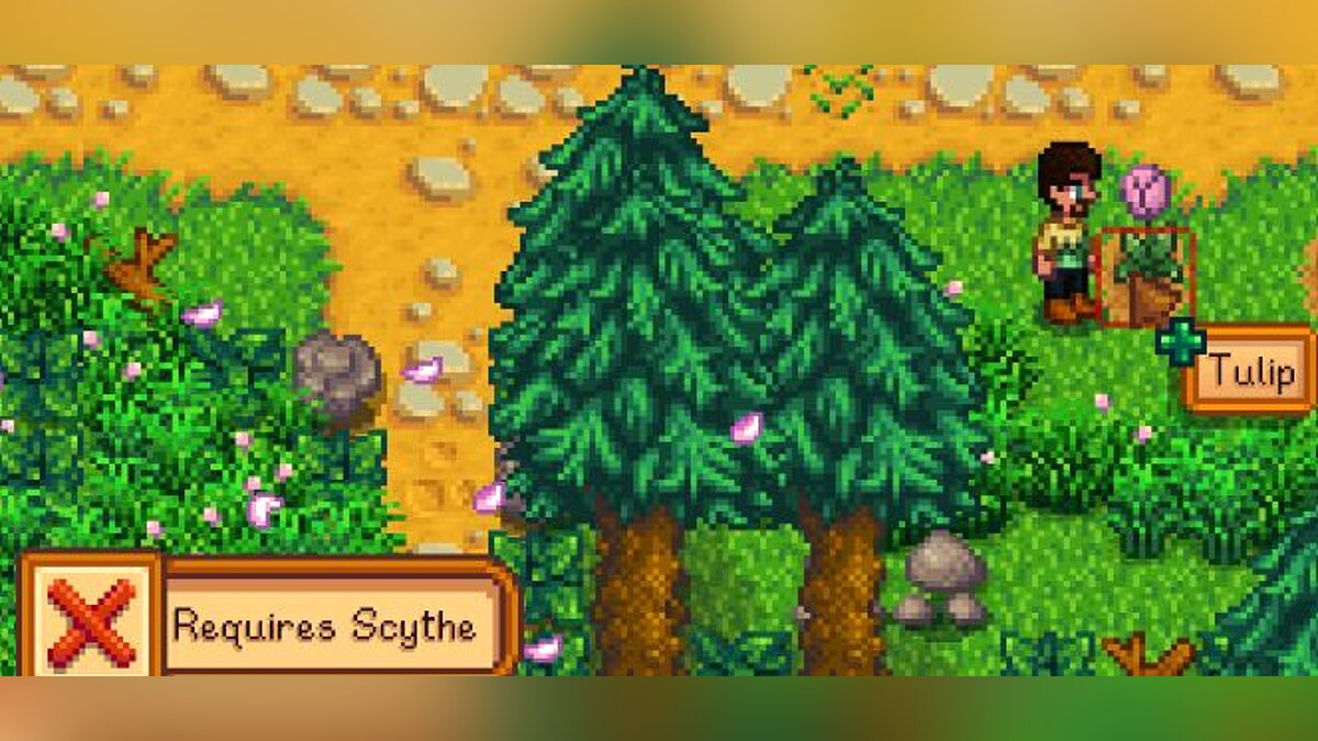 Stardew Valley — Picking flowers with a scythe