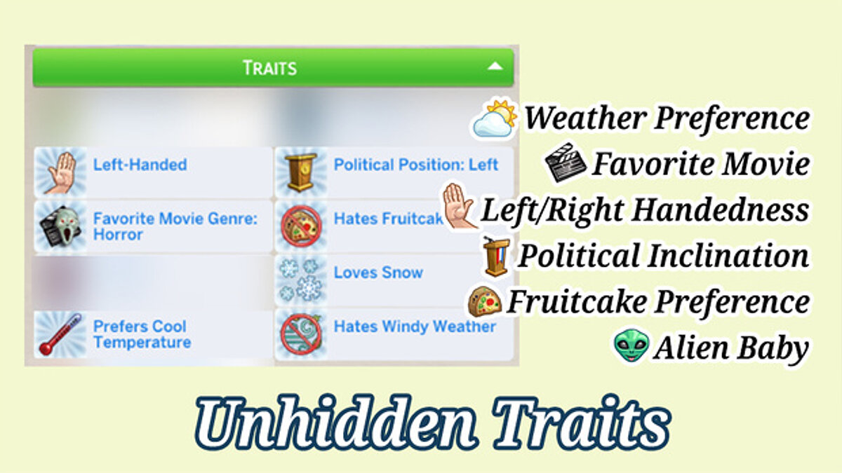 The Sims 4 — Hidden character traits (11.11.2020)