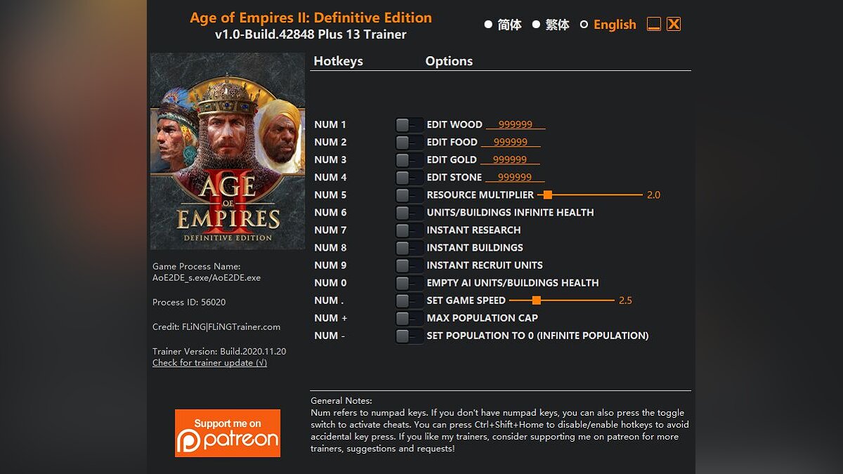 Age Of Empires 2: Definitive Edition — Trainer (+13) [1.0 - Build.42848]