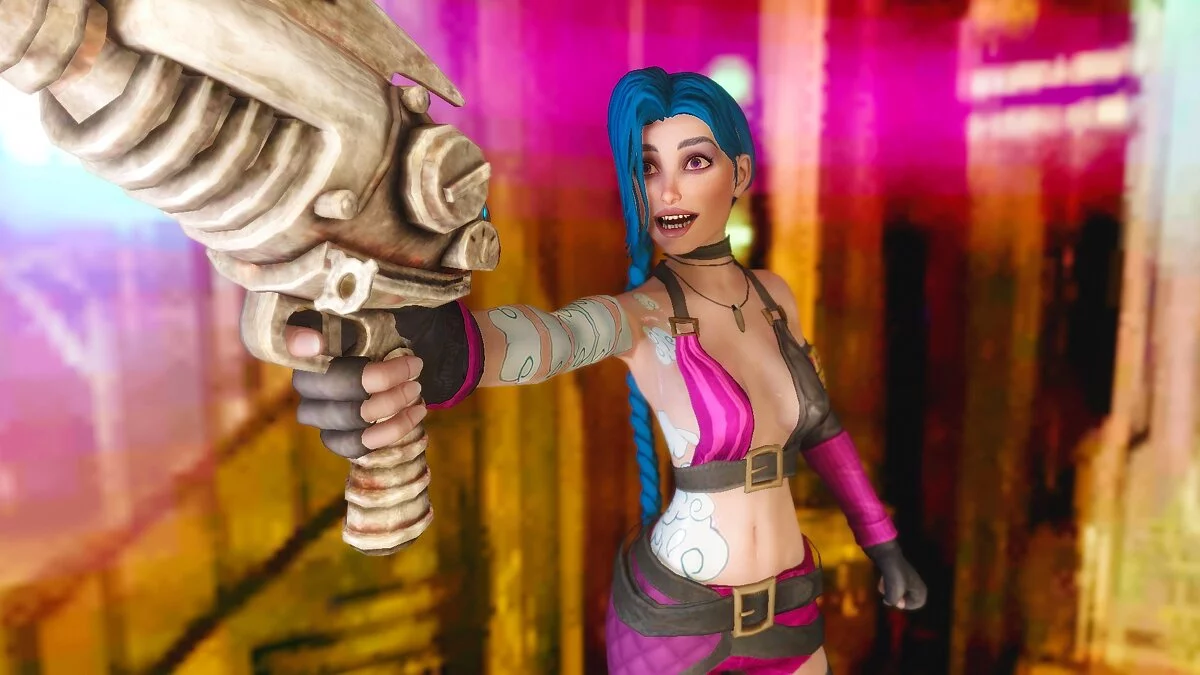 The Elder Scrolls 5: Skyrim Legendary Edition — Jinx's costume and hairstyle from the game League of Legends