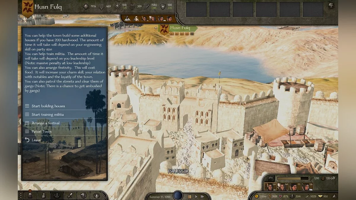 Mount &amp; Blade 2: Bannerlord — Additional actions in settlements