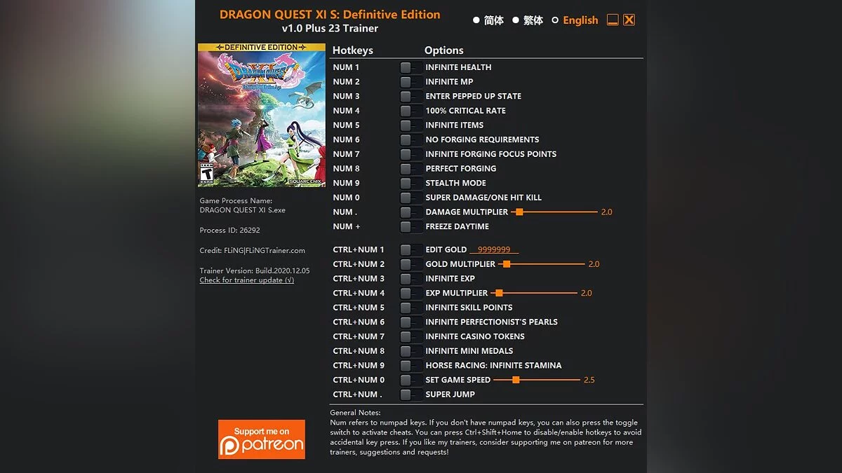 Dragon Quest 11 S: Echoes of an Elusive Age - Definitive Edition — Trainer (+23) [1.0]