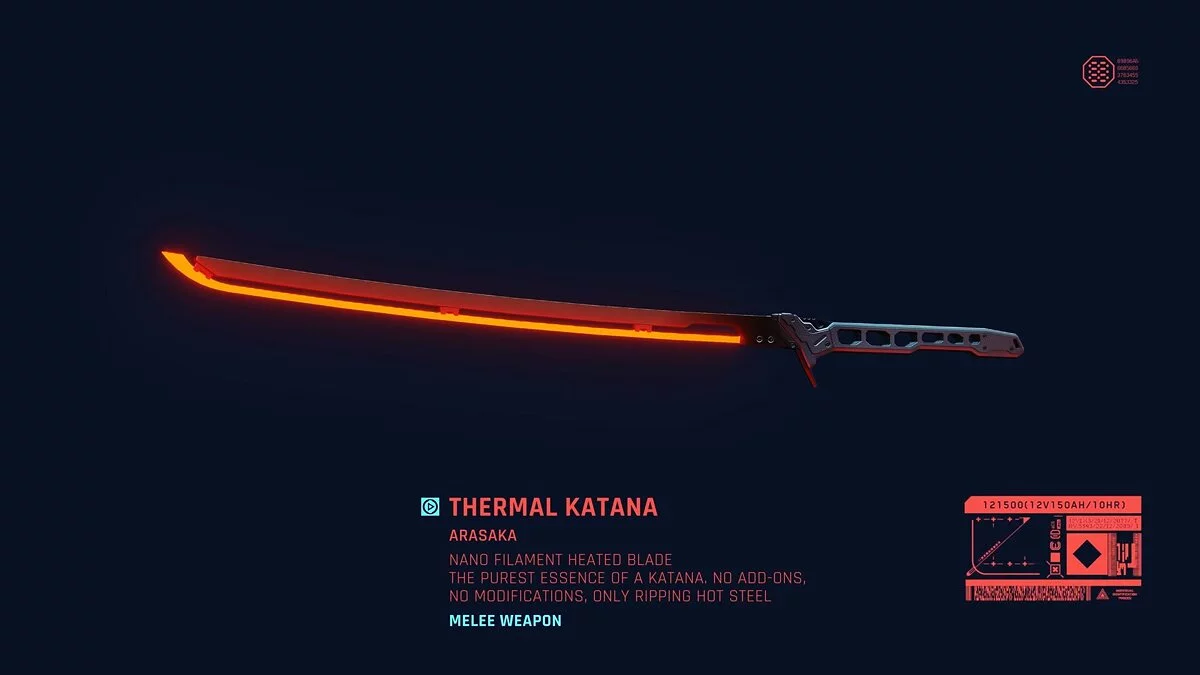 Blade and Sorcery — Katana de calor del juego Cyberpunk 2077