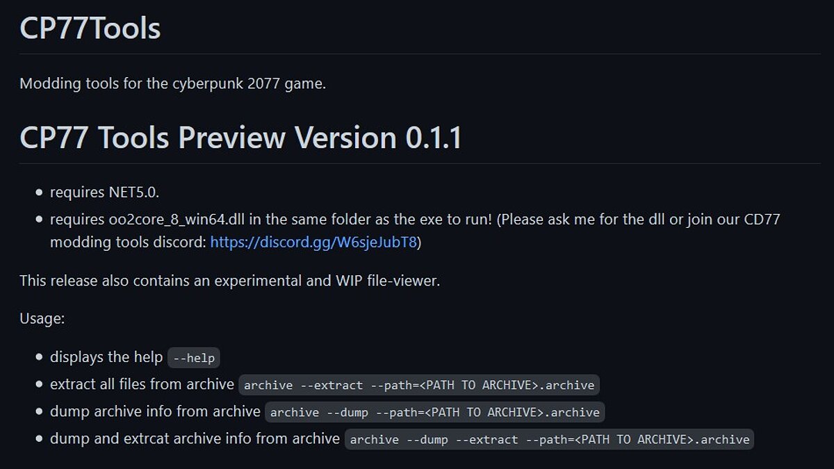 Cyberpunk 2077 — CP77 Tools - modding tool