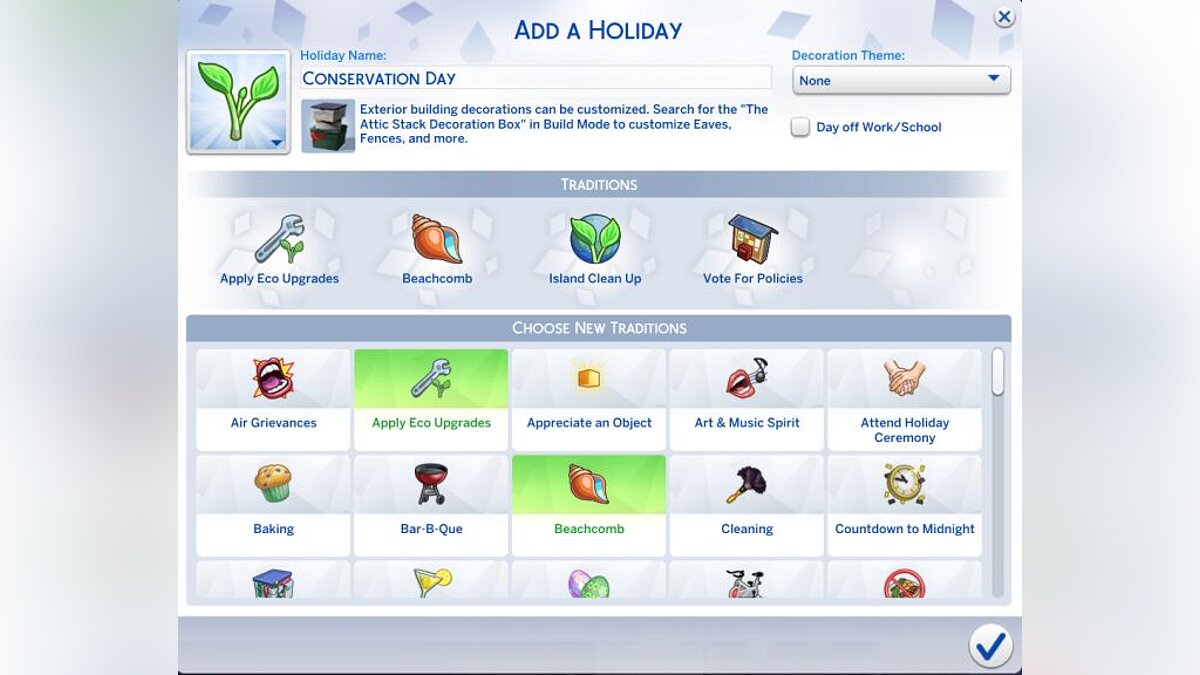 The Sims 4 — Ecological holiday traditions