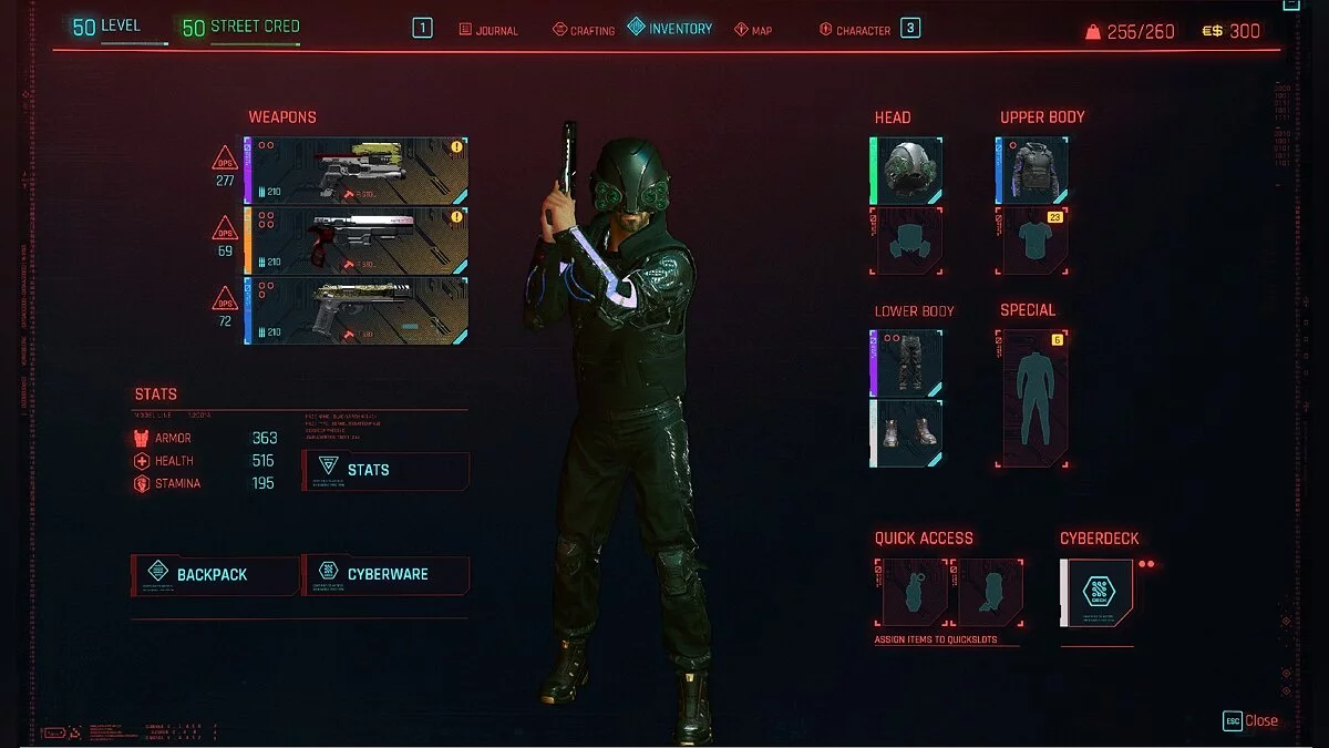 Cyberpunk 2077 — Вся золотая одежда и оружие