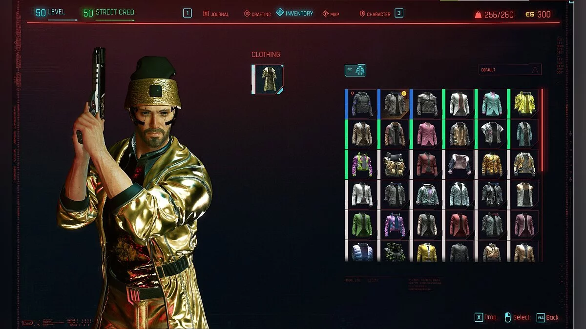 Cyberpunk 2077 — Вся золотая одежда и оружие