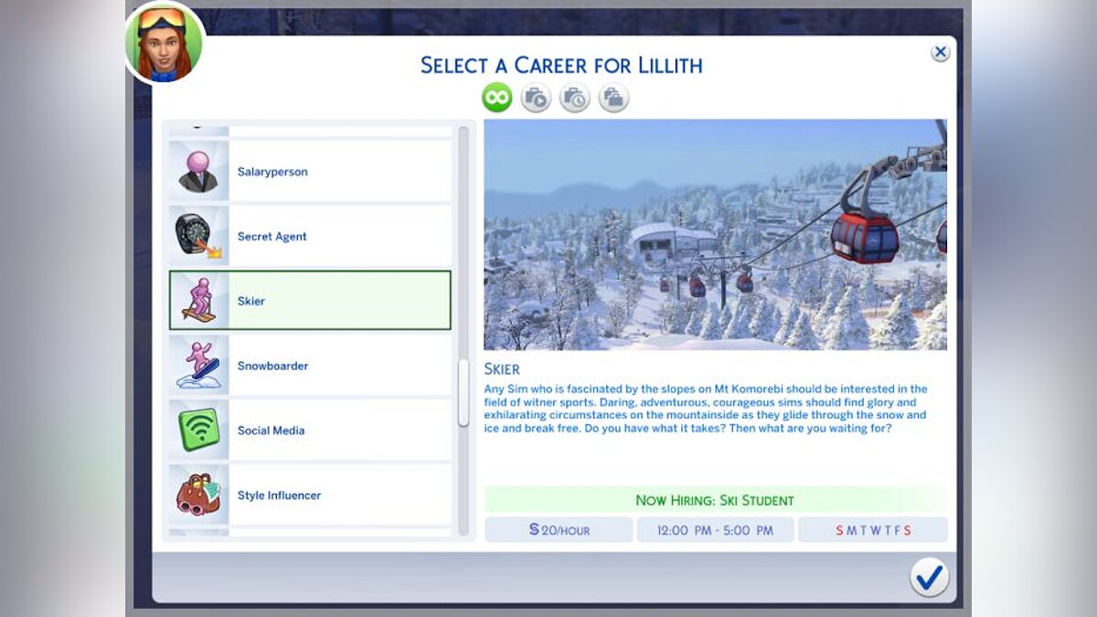 The Sims 4 — Ski career