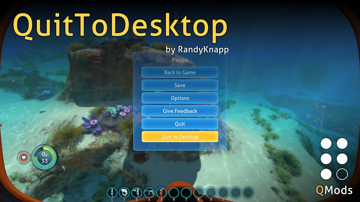 Subnautica — Exit to Desktop button