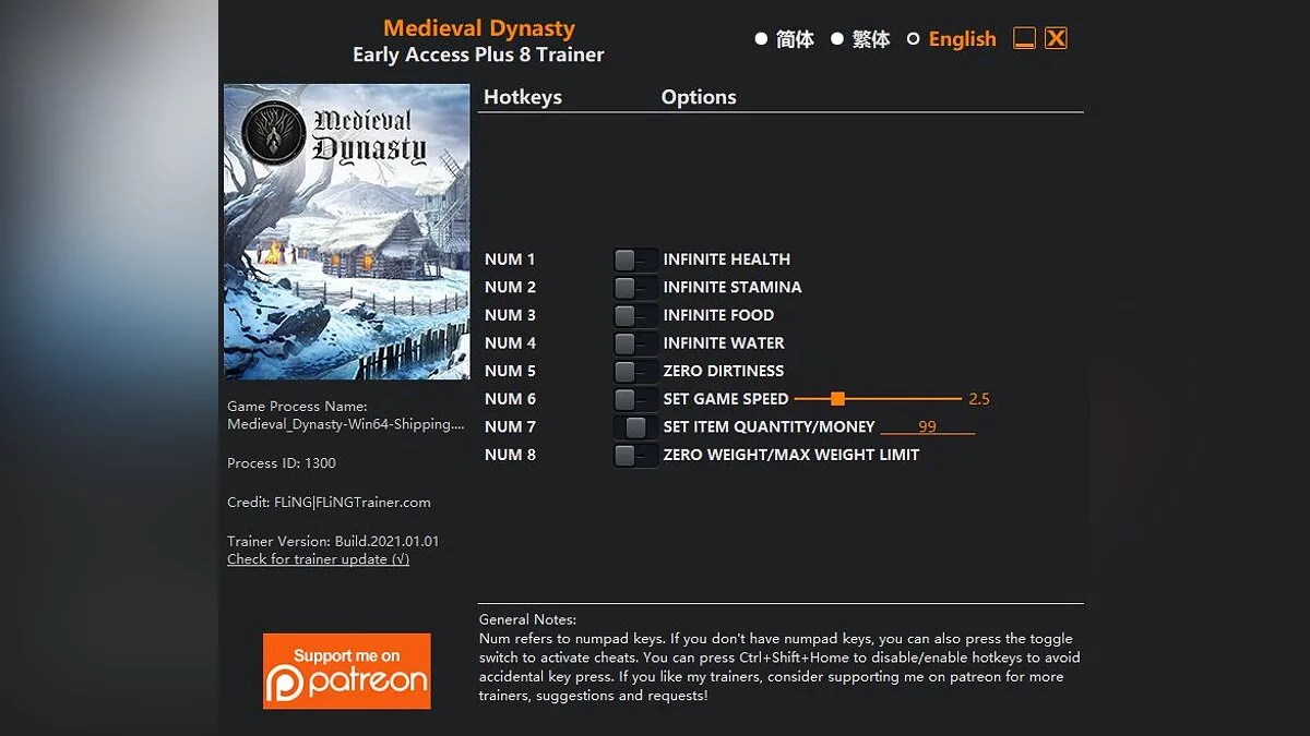 Medieval Dynasty — Trainer (+8) [EA: 01/02/2021]