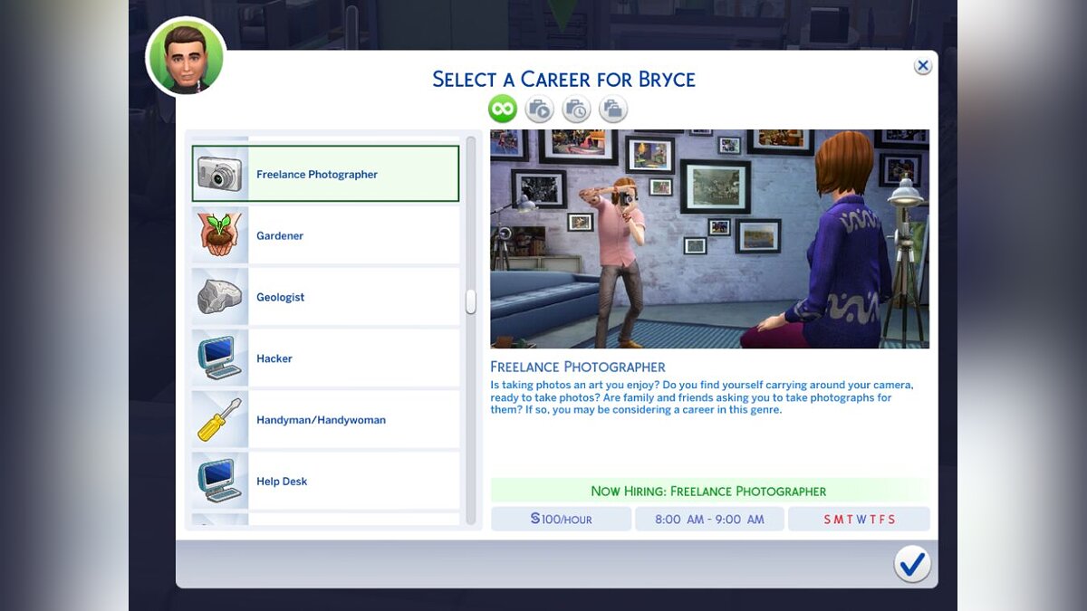 The Sims 4 — Career - freelance photographer