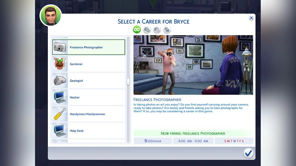 The Sims 4 — Carrera - fotógrafo independiente