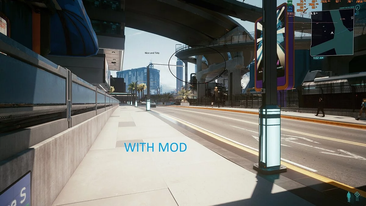 Cyberpunk 2077 — Увеличенная дальность прорисовки теней