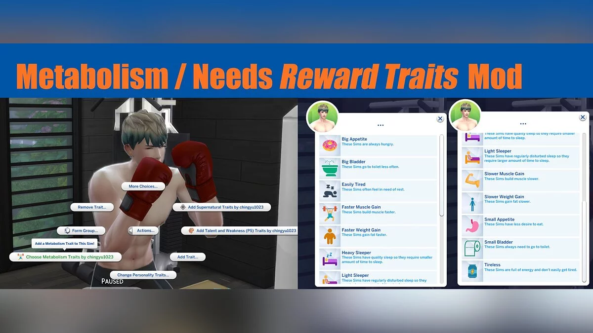 The Sims 4 — Character traits on metabolism and needs