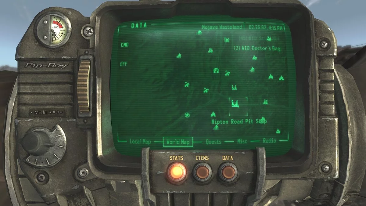 Fallout: New Vegas — Zooming out on a map on a Pip-Boy