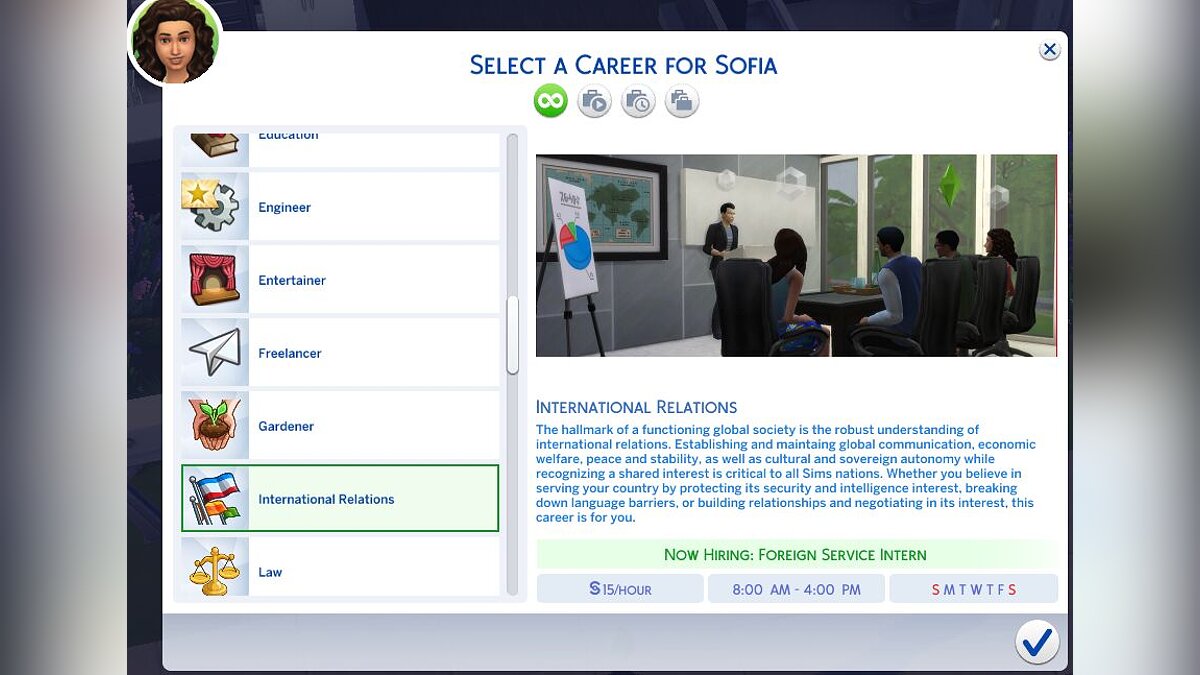 The Sims 4 — Career - international relations