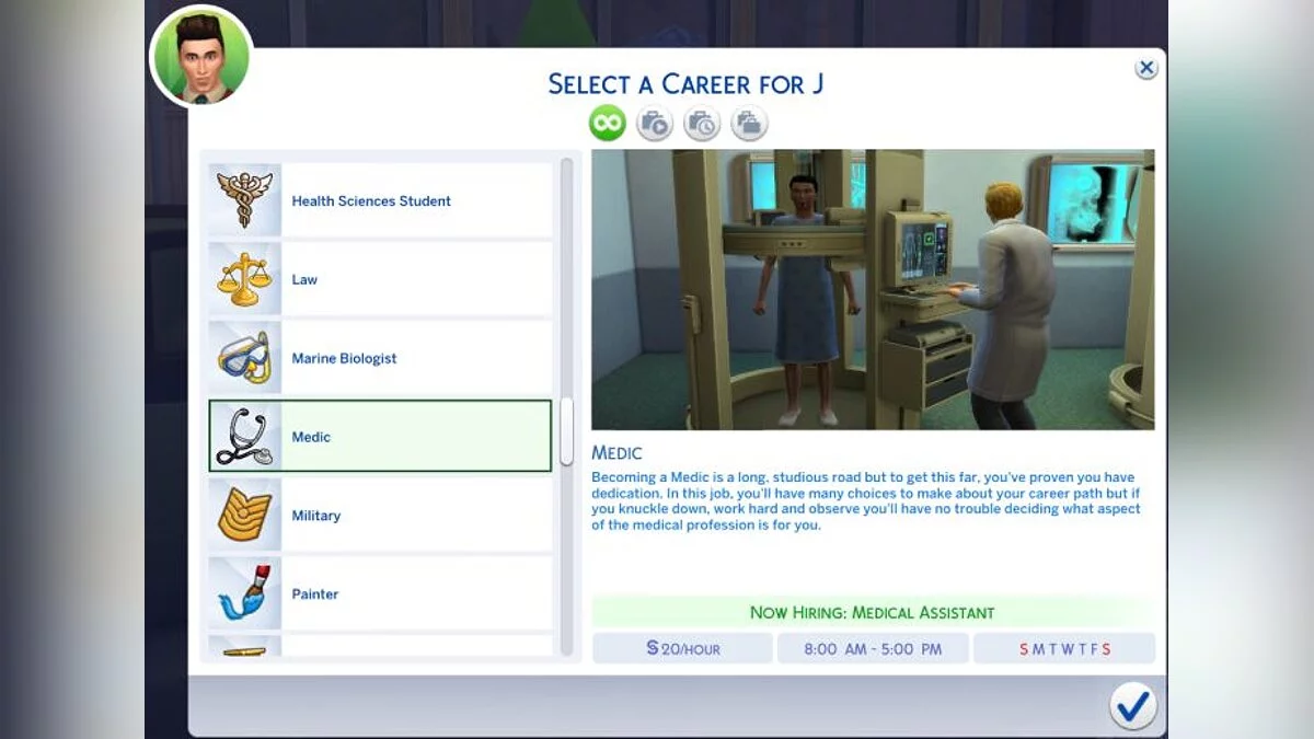 The Sims 4 — carrera medica