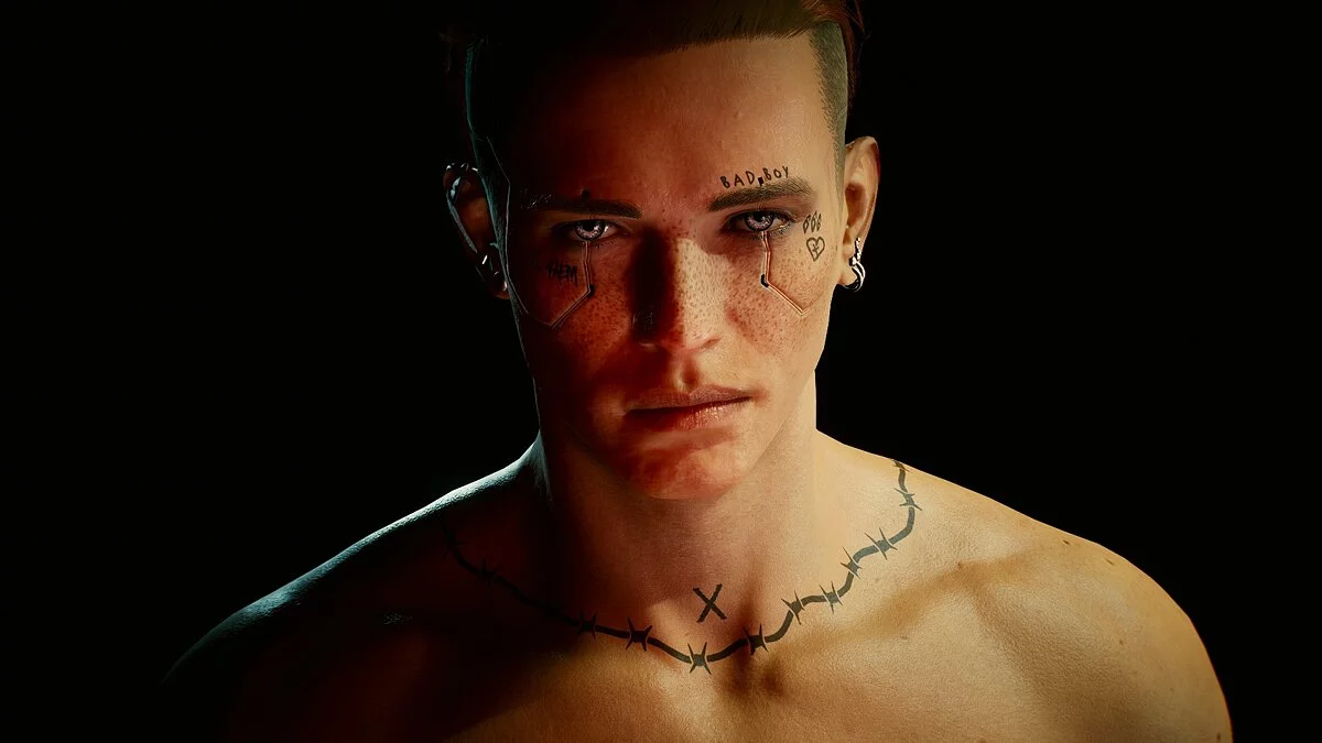 Cyberpunk 2077 — Tatuajes de cejas de chico malo y chica mala