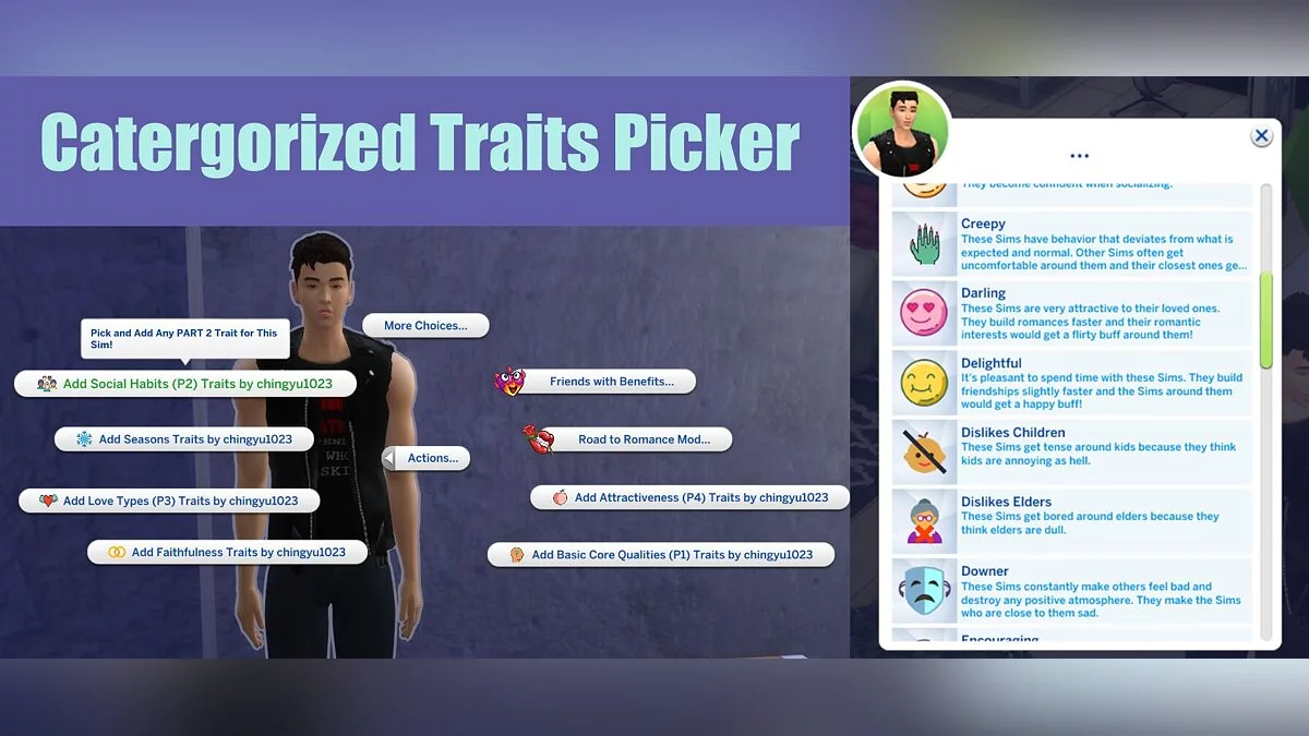 The Sims 4 — Categories for selecting character traits