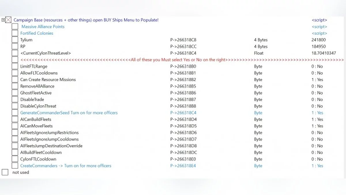 Battlestar Galactica Deadlock — Таблиця для Cheat Engine [UPD: 07.02.2021/1.5.113]