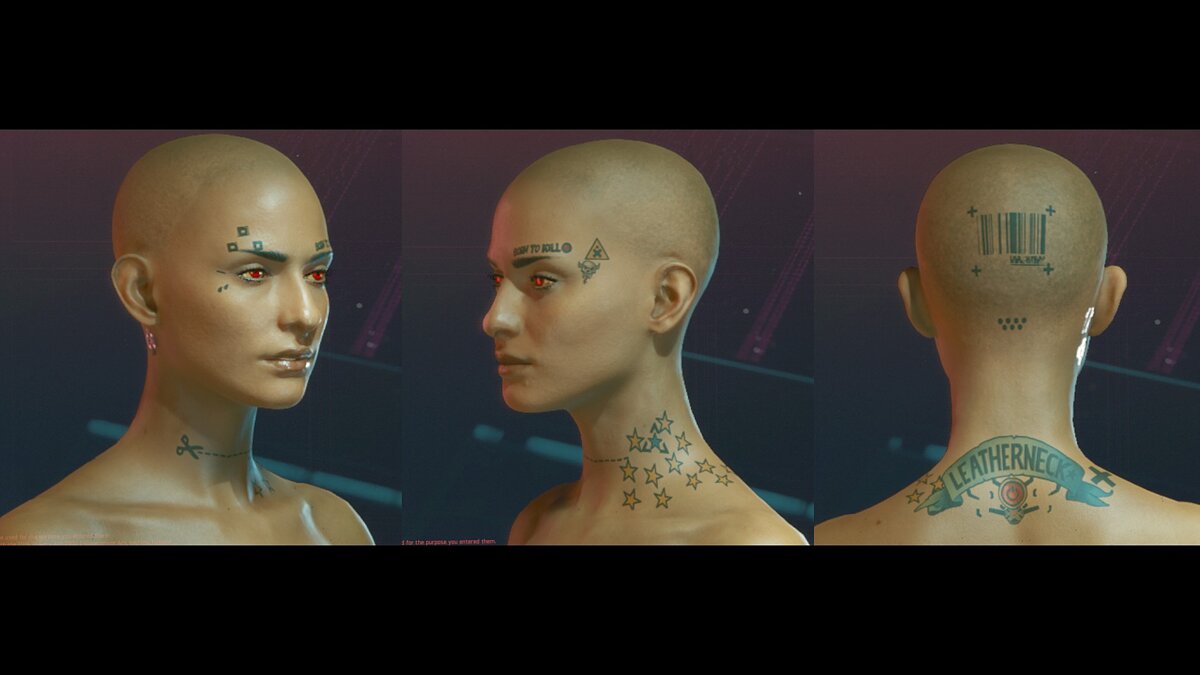 Cyberpunk 2077 — Simplified face tattoos