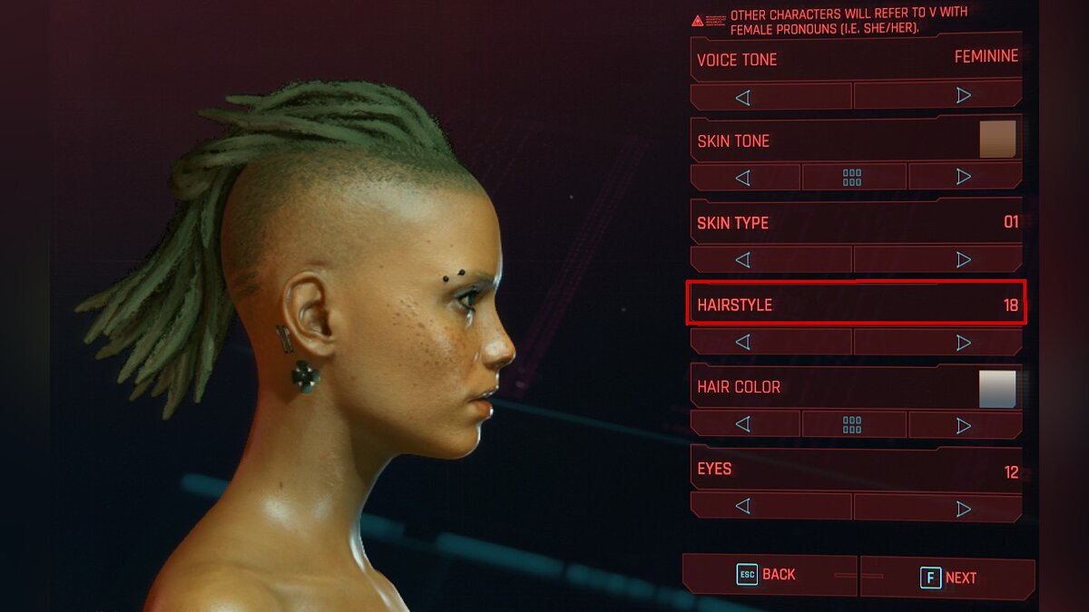 Cyberpunk 2077 — Women's mohawk dreadlocks