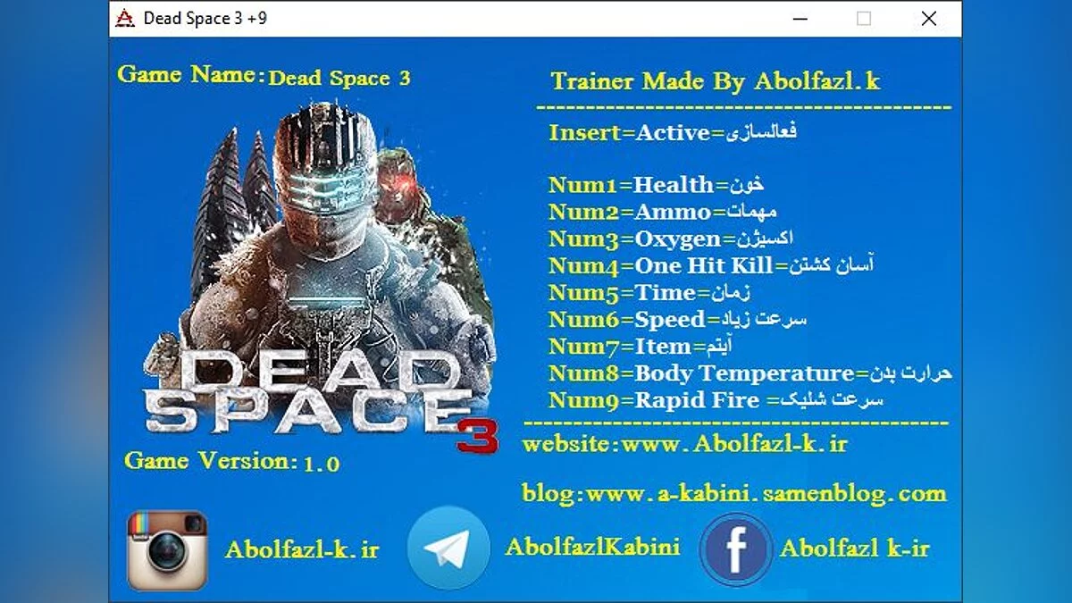 Dead Space 3 — Trainer (+9) [1.0.0.1-1.0]