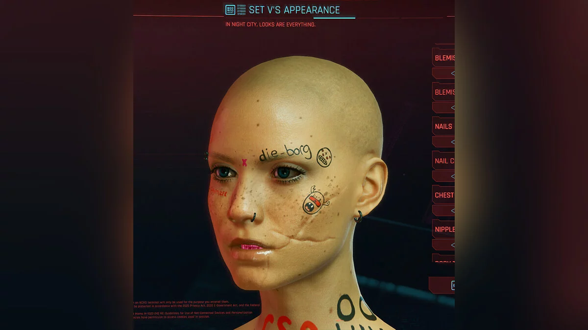 Cyberpunk 2077 — Set of tattoos