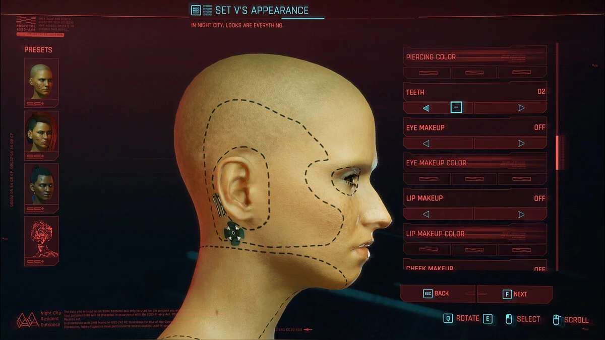 Cyberpunk 2077 — Тату линии на лице