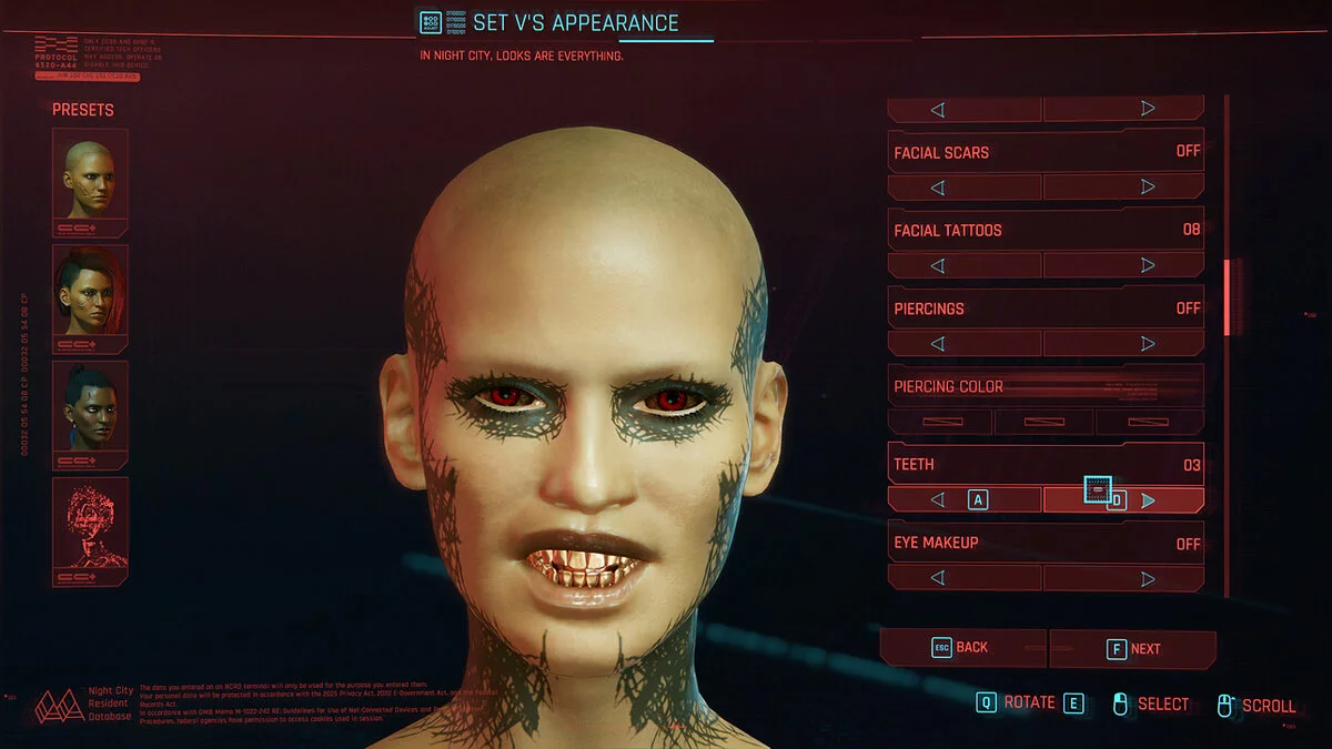 Cyberpunk 2077 — Брутальні чорні татуювання