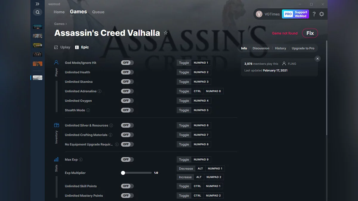 Assassin&#039;s Creed Valhalla — Entrenador (+19) del 17/02/2021 [WeMod]