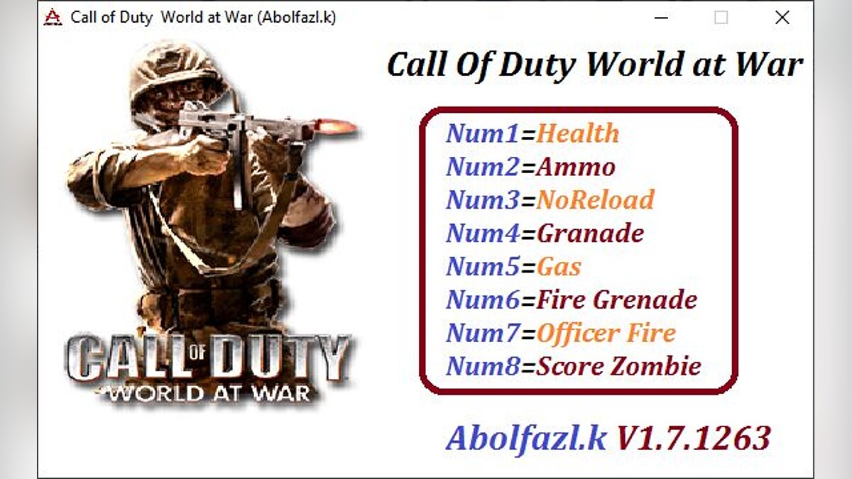 Call of Duty: World at War — Trainer (+8) [V1.7.1263]