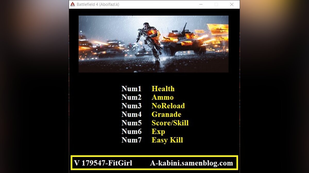 Battlefield 4 — Trainer (+7) [v179547]