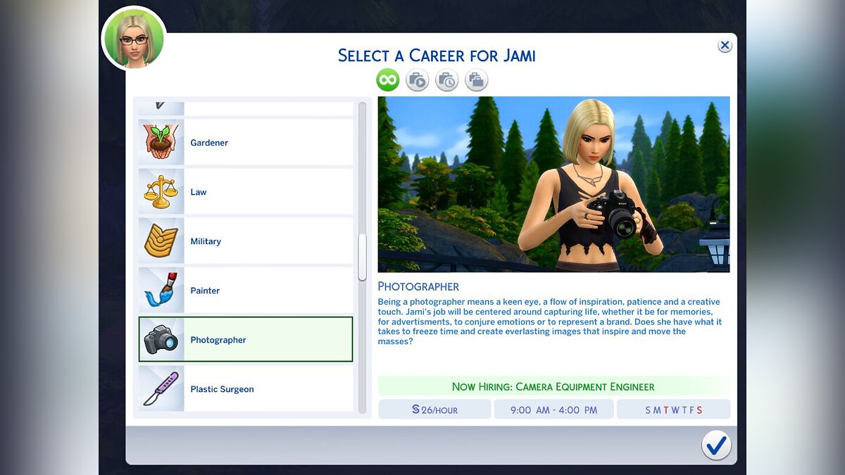 The Sims 4 — Semi-open photography career