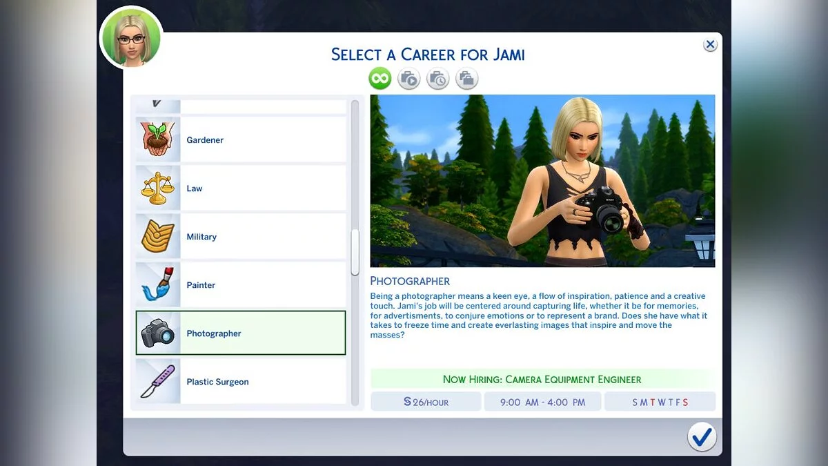 The Sims 4 — Semi-open photography career