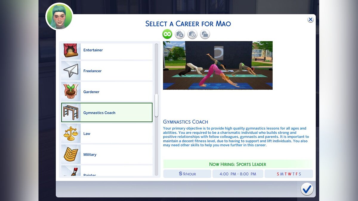 The Sims 4 — Career as a gymnastics coach (02/08/2021)