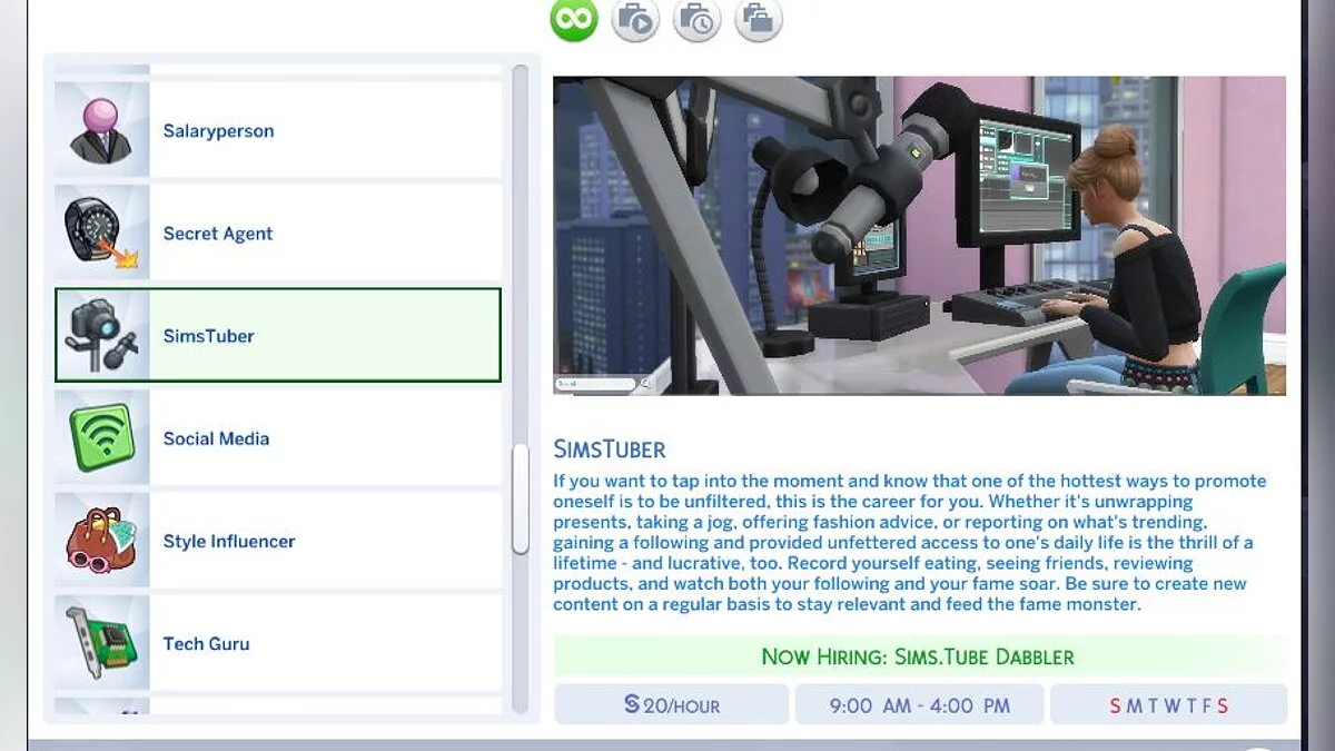 The Sims 4 — Semi-open career as a video blogger