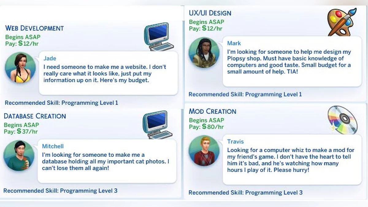 The Sims 4 — Part-time jobs for programmers