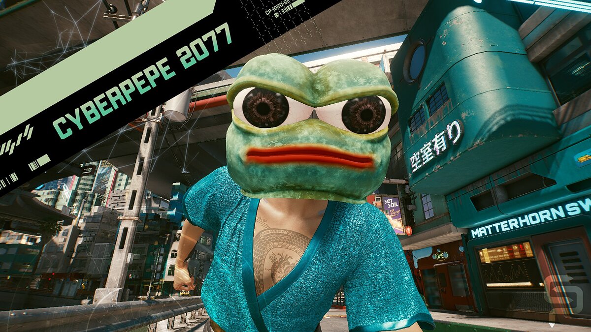 Cyberpunk 2077 — Pepa the frog meme mask