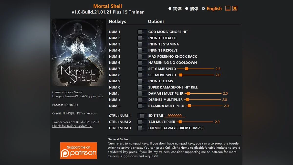 Mortal Shell — Entrenador (+15) [1.0 - Build.21.01.20]