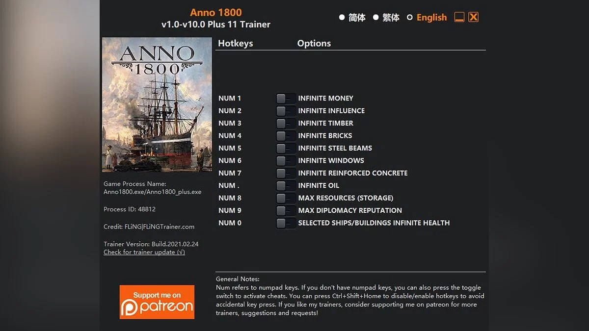 Anno 1800 — Trainer (+11) [1.0 - 10.0]