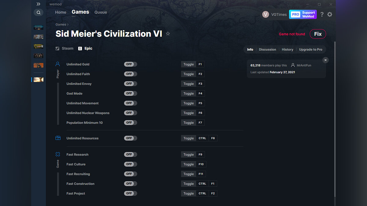 Sid Meier&#039;s Civilization 6 — Trainer (+13) from 02/27/2021 [WeMod]