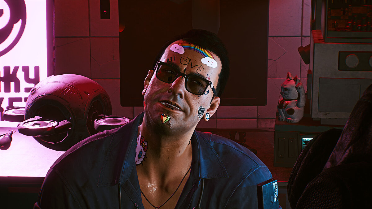 Cyberpunk 2077 — Funny tattoos on Vik's face