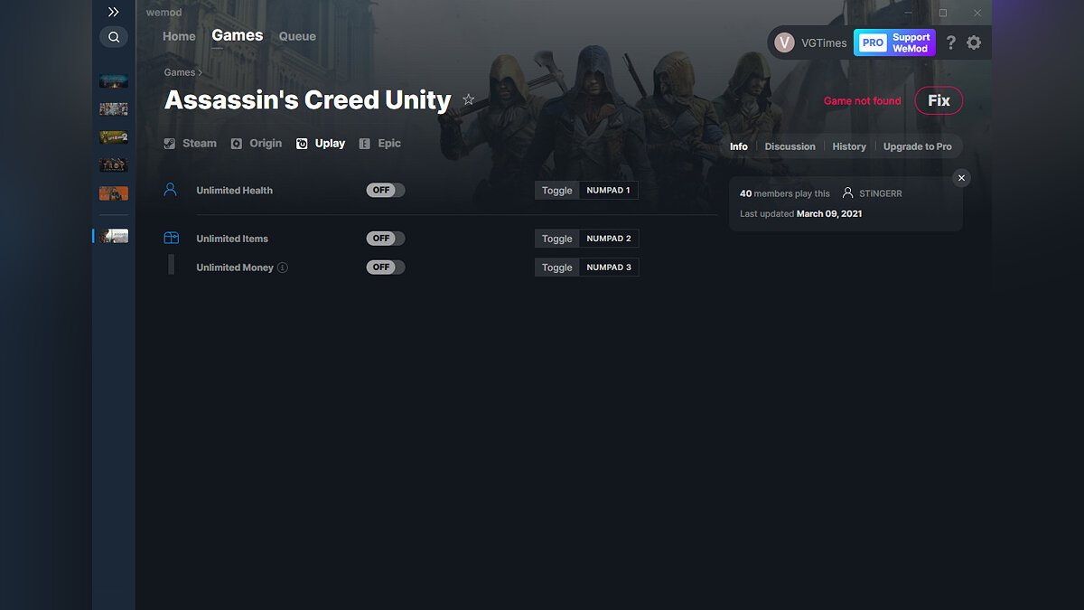 Assassin&#039;s Creed: Unity — Trainer (+3) from 09.03.2021 [WeMod]